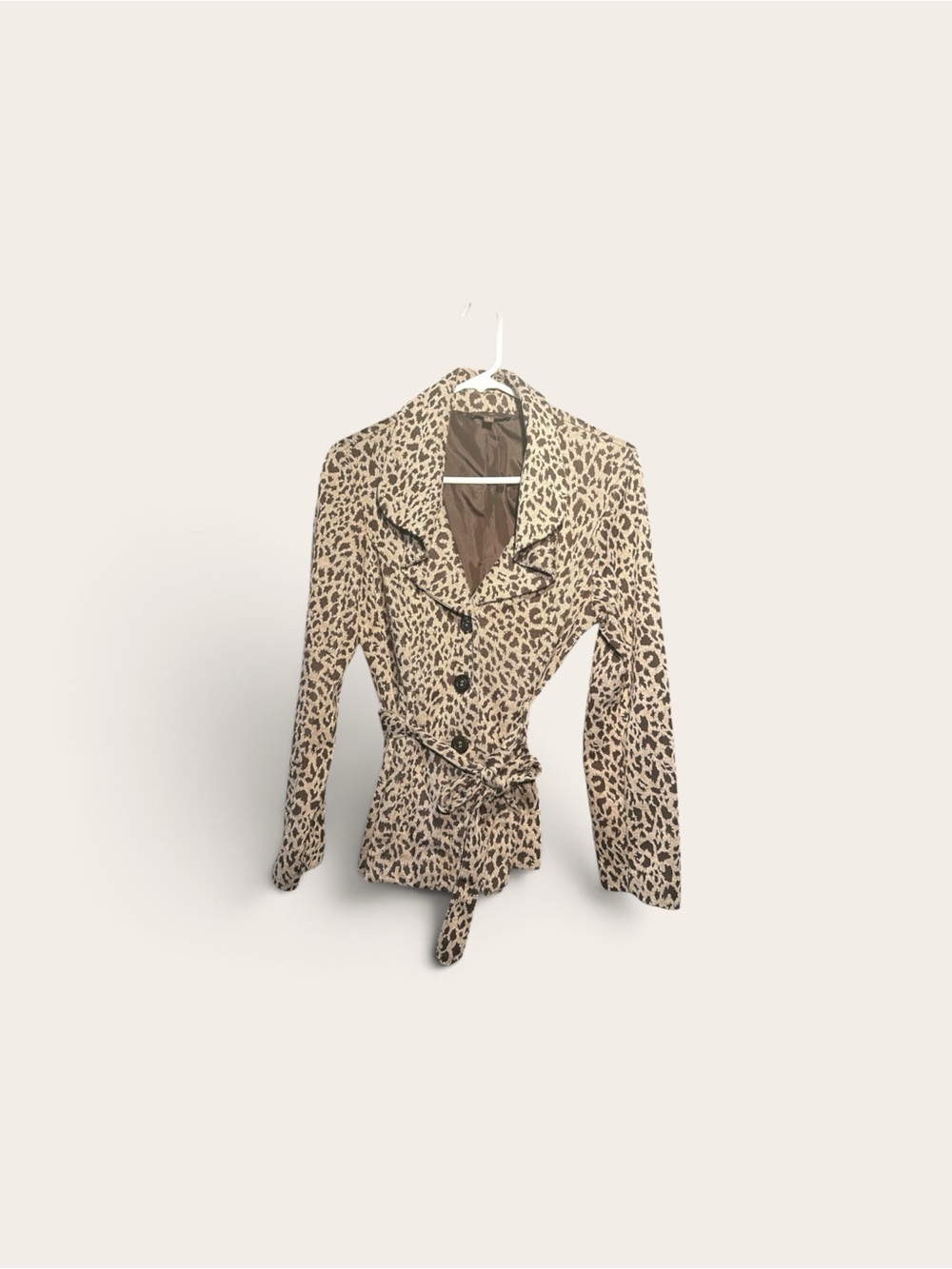Fenn Wright Manson Leopard Print Belted Blazer in Beige & Brown